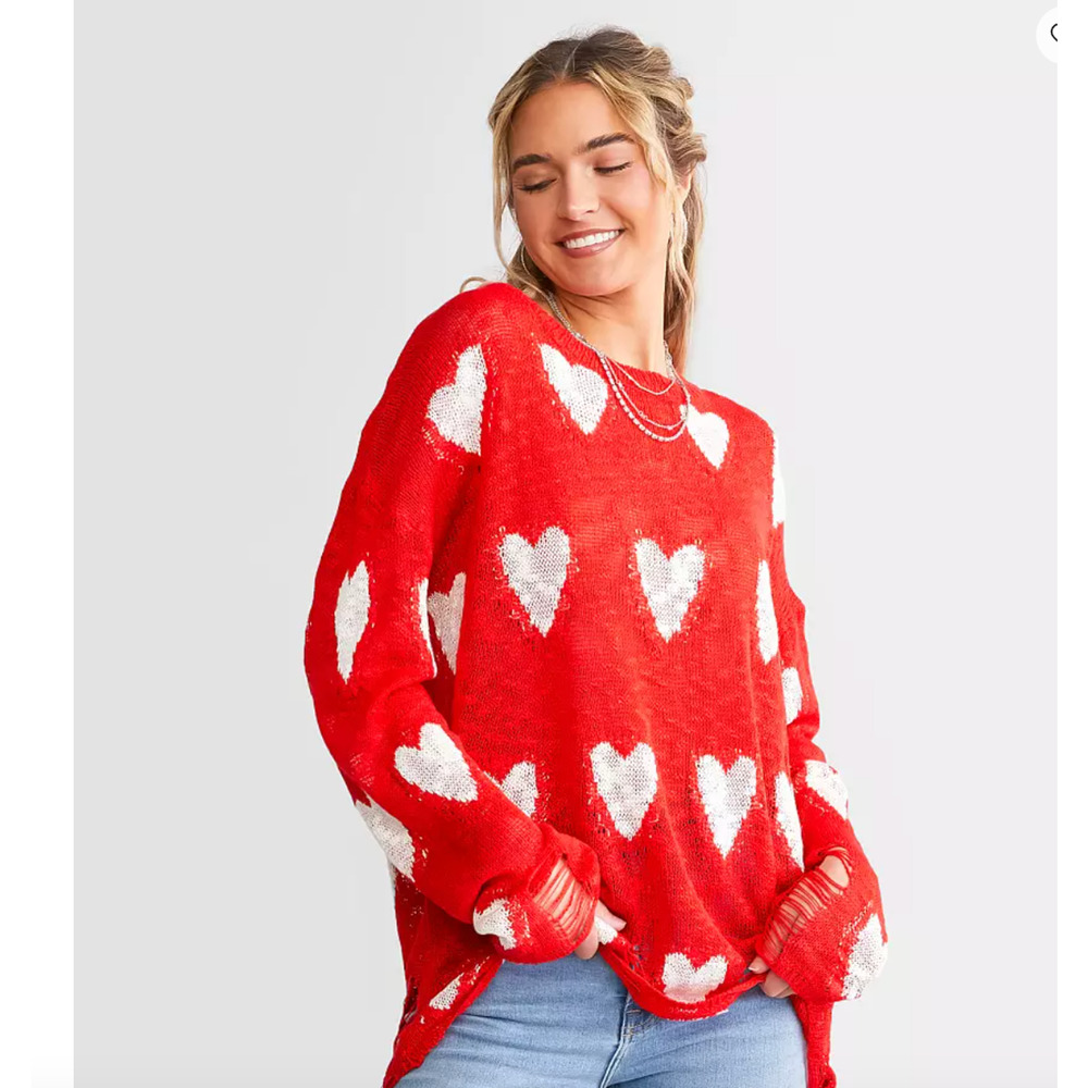 Buckle Red Heart Sweater